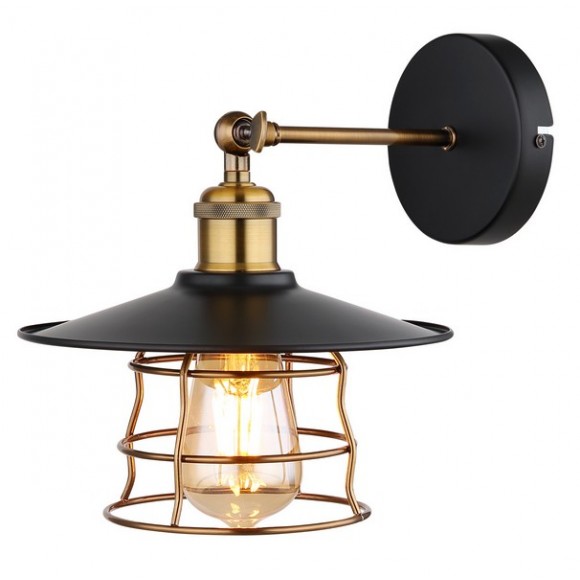 Globo 15086BW Wandleuchte Viejo 1x60W | E27 - Schwarz, Messing, Gold