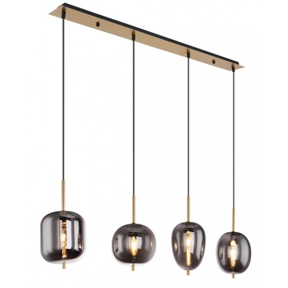 Globo 15345-4MM Pendelleuchte Blacky I 4x40W | E14 - schwarz, messing, rauch