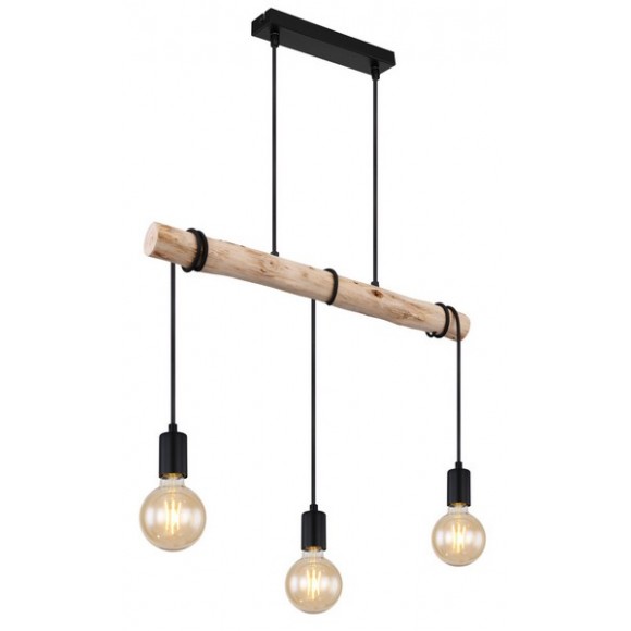 Globo 15539-3H Deckenleuchte Gregor 3x60W | E27 - schwarz, Holz