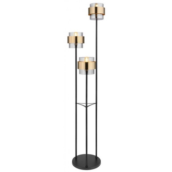 Globo 15560S Stehleuchte Milley 3x60W | E27 - Schwarz, Messing, Rauch