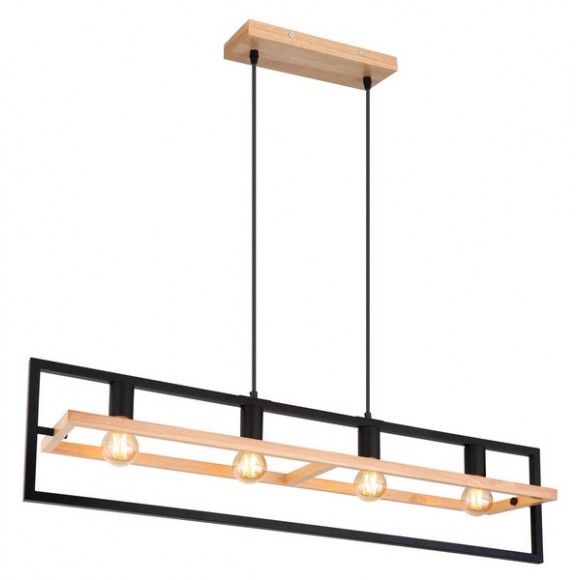 Globo 15575-4H Deckenleuchte Erica 4x40W | E27 - natürlich, schwarz