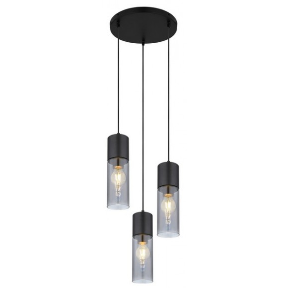 Globo 21000-3HB Deckenleuchte Annika 3x25W | E27 - schwarz, rauch