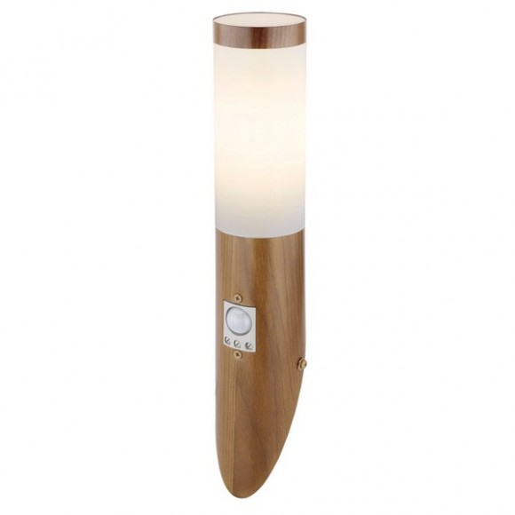 Globo 3158SW Außenwandleuchte mit Bewegungsmelder Jaicy 1x15W | E27 | IP44 - Holz, opal