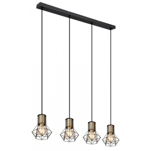 Globo 54017-4HM Deckenleuchte Priska 4x40W | E27 - schwarz, Messing