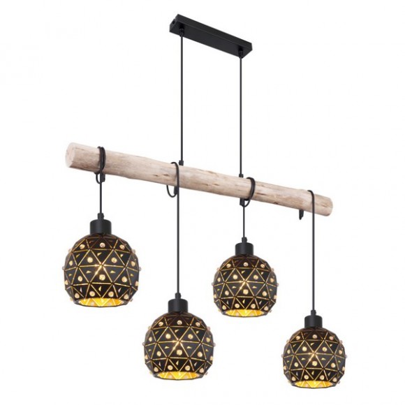 Globo 54029-4H Deckenleuchte Jodie 4x60W | E27 - schwarz, Holz