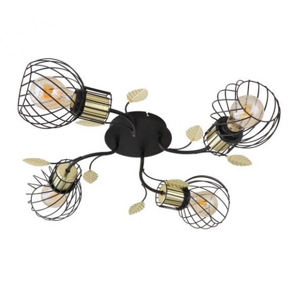 Globo 54113-4D Deckenleuchte Lally 4x40W | E27 - schwarz, Messing