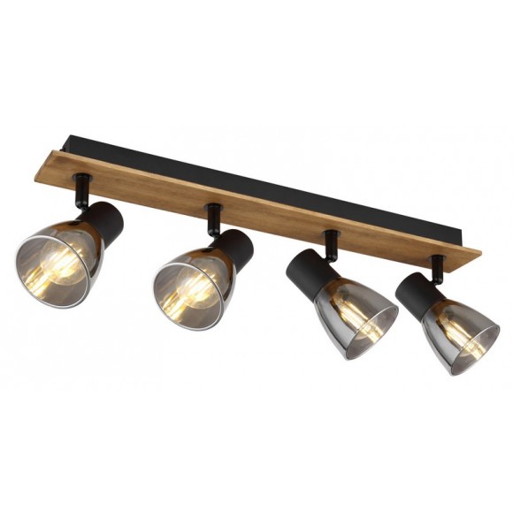 Globo 54307-4W Deckenleuchte Claude 4x40W | E14 - Schwarz, Holz, Rauch