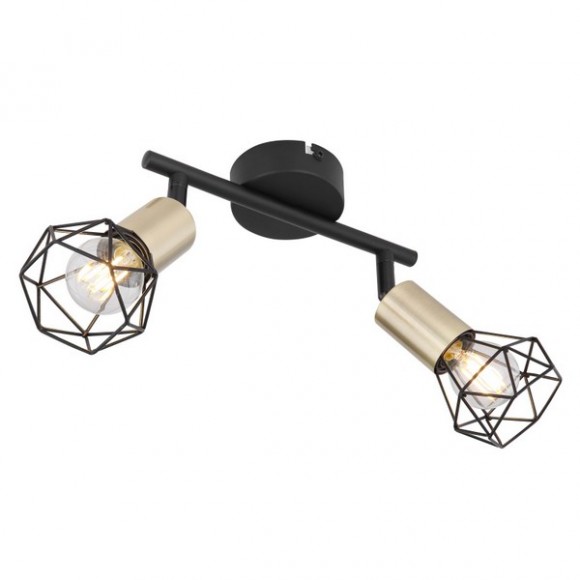 Globo 54802S-2AB Deckenleuchte Xara I 2x40W | E14 - schwarz, Messing