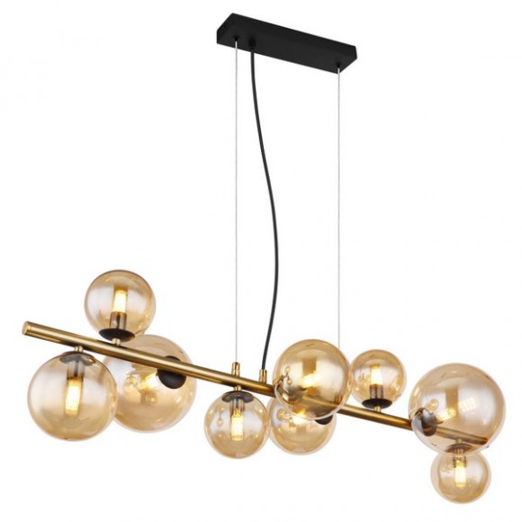 Globo 56135-9H LED Hängeleuchte Riha 9x3W | G9 | 720lm | 3000K - Schwarz, Messing, Bernstein