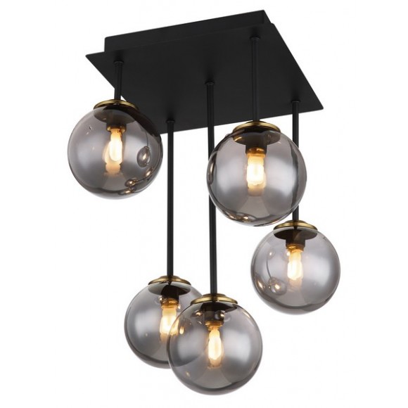 Globo 56136-5D Deckenleuchte Jorge 5x28W | G9 - schwarz, Rauch
