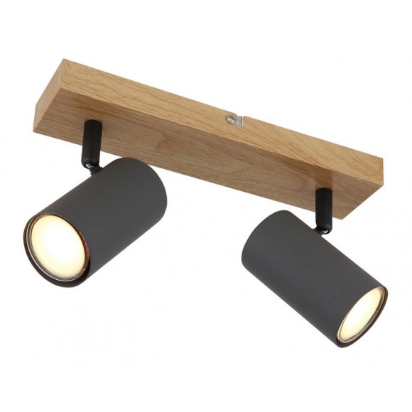 Globo 57911-2G Deckenleuchte Robby 2x35W | GU10 - schwarz, Holz