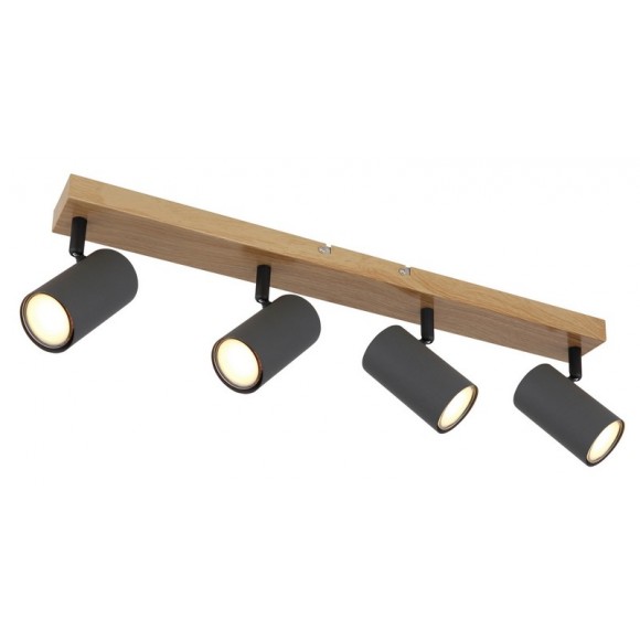 Globo 57911-4G Deckenleuchte Robby 4x35W | GU10 - schwarz, Holz