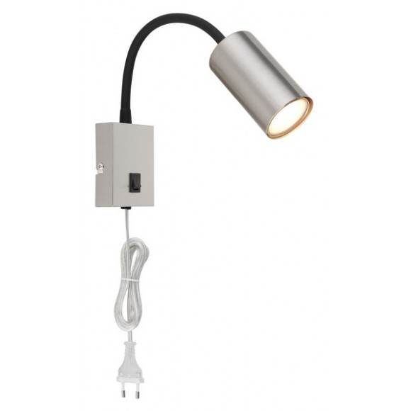 Globo 57911W Wandleuchte Robby 1x25W | GU10 - Schalter am Körper, flexibler Arm, Nickel, schwarz