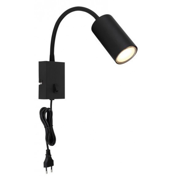 Globo 57911WB Wandleuchte Robby 1x25W | GU10 - Schalter am Körper, flexibler Arm, schwarz