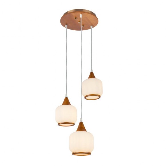 Globo 15308-3H Pendelleuchte Missa 3x60W | E27 - braun, opal