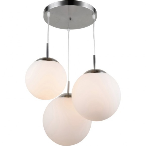 Globo 1581-3 Pendelleuchte Joel 3x60Wl | E27 - weiß opal matt Nickel