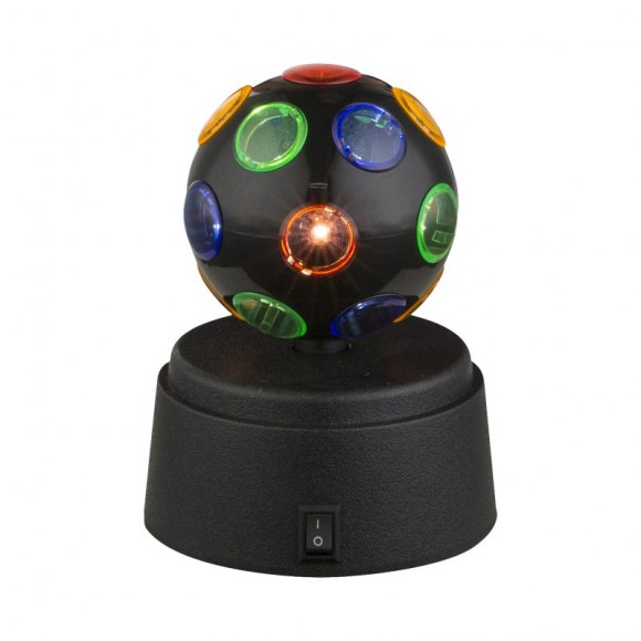 Globo 28017 rotierende Tischlampe Discokugel Disco 3x0,06W - mehrfarbig, Schalter auf dem Körper, schwarz
