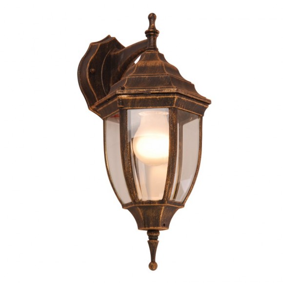 Globo 31711 Außenwandleuchte Nyx I 1x60W | E27 | IP44 - schwarz, gold