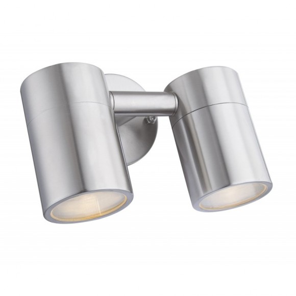 Globo 3202L Außenwandleuchte Style 2x5W| GU10 LED | 210L | 3000K | IP44 - inklusive Leuchtmitteln, Edelstahl