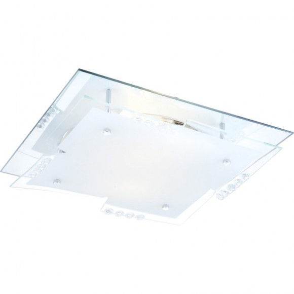 Globo 48074-2 Deckenleuchte Dubia 2x60W | E27 - weiß, chrom, satiniertes Glas