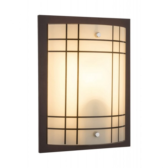 Globo 48089W Wandleuchte Kadavu 1x60W | E27 - Holz, satiniertes Glas