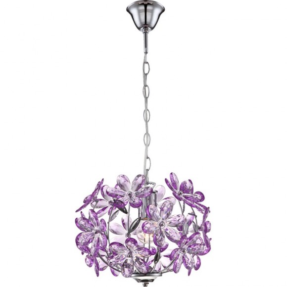 Globo 5143 Pendelleuchte Purple 1x60W| E27 - chrom, Acryl-Kristalle, violett