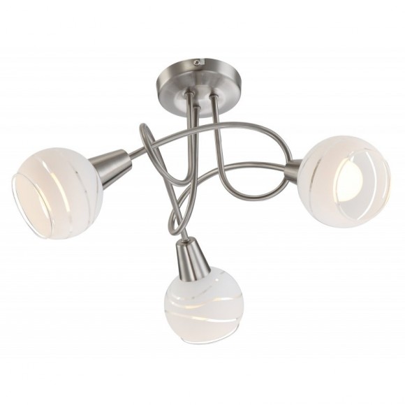 Globo 54341-3 LED Deckenleuchte Elliott 3x5W | E14 | 960lm | 3000K - Nickel matt, Glas