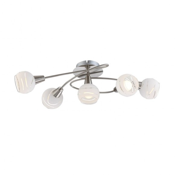 Globo 54341-5 Deckenleuchte Elliott 5x5W | E14 | 1600lm | 3000K - Nickel matt, Glas
