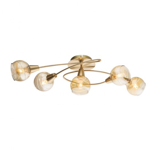 Globo 54346-5 Deckenleuchte Lara 5x4W | E14 LED | 1600L | 3000K - inklusive Leuchtmitteln, golden, amber