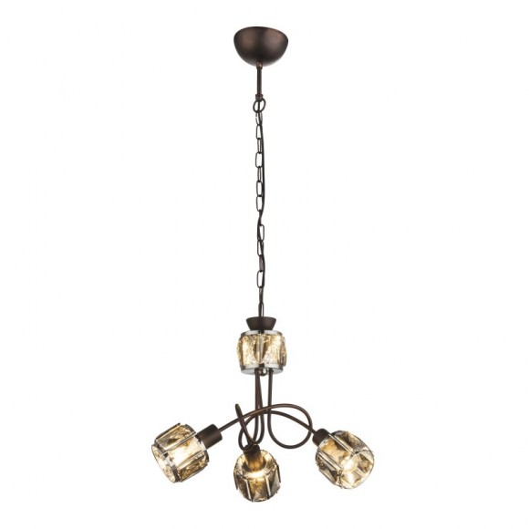 Globo 54357-3H Pendelleuchte Indiana 3x40W | E14 | | 1x 5W LED | 305lm | 3000K - bronze, rauchglas