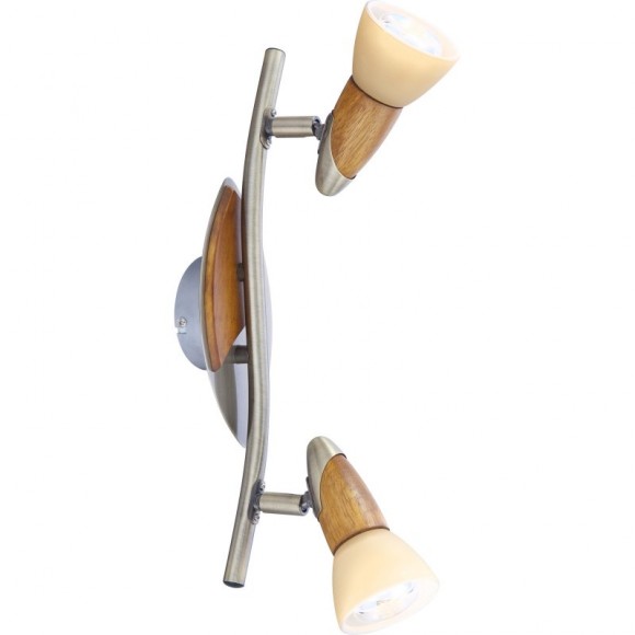 Globo 5443-2 Spotleuchte Deckenleuchte Lord III 2x40W | E14 | R50 - Messing, Holz, Glas, Champagner