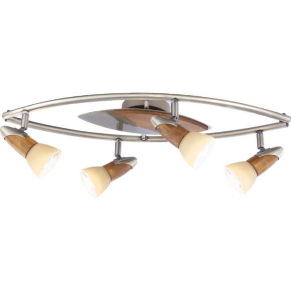 Globo 5443-4B Spotleuchte Lord III 4x40W | E14 | R50 - Messing, Holz, Glas, Champagner