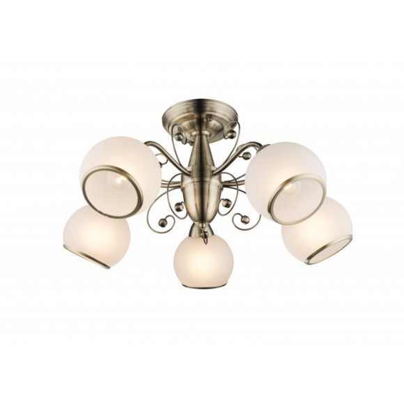 Globo 54713-5D Deckenleuchte Comodoro I 5x40W | E14 - Messing, opal