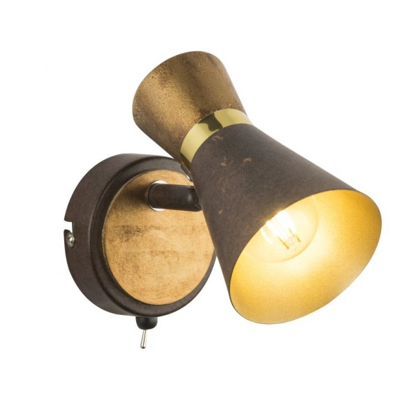 Globo 54808-1 Wandleuchte Aeron 1x25W | E14 - Schalter auf dem Körper, Rost, gold