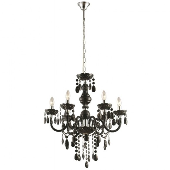 Globo 63110-6 Pendelleuchte Cuimbra I 6x40W | E14 - schwarz, Acryl-Kristalle
