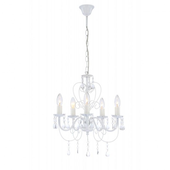 Globo 63126-5 Pendelleuchte Pinja 5x40W | E14 - weiß, Kristall, transparent