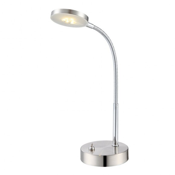 Globo 24122 LED Tischleuchte Deniz 1x5W | 350L | 3000K - Nickel, flexibler Arm, Körperschalter