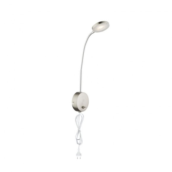 Globo 24122W LED Wandleuchte Deniz 1x5W | 350L | 3000K - Schalter auf dem Körper, flexibler Arm, matt Nickel