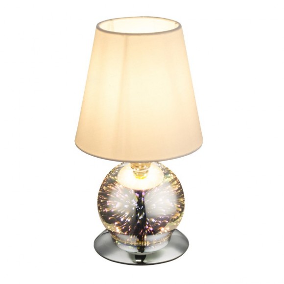 Globo 24132T LED Tischleuchte Elias 1x40W, 3W | E14 | 30lm | 3000K - 3D-Effekt, Glas, weiß