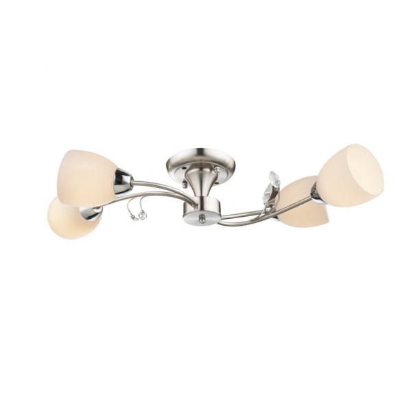 Globo 60215-4D Deckenleuchte Singu 4x40W | E14 - Nickel, matt, opal, weiß