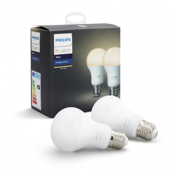 Philips Hue 8718696729113 Set mit 2 LED Lampen 1x9W | E27 | 2700K - weiß