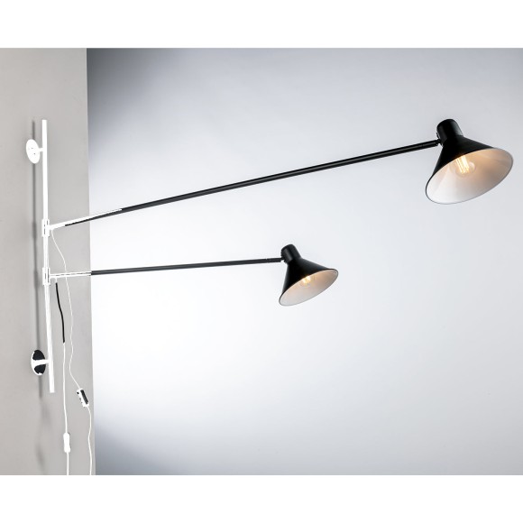 Luce Ambiente Design I-DUETTO-AP2-NER Wandleuchte DUETTO | 2×60W E27 | mit Schalter | schwarz