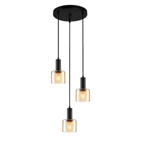 Italux PND-65342-3A-BK+AMB Pendelleuchte Santia E27
