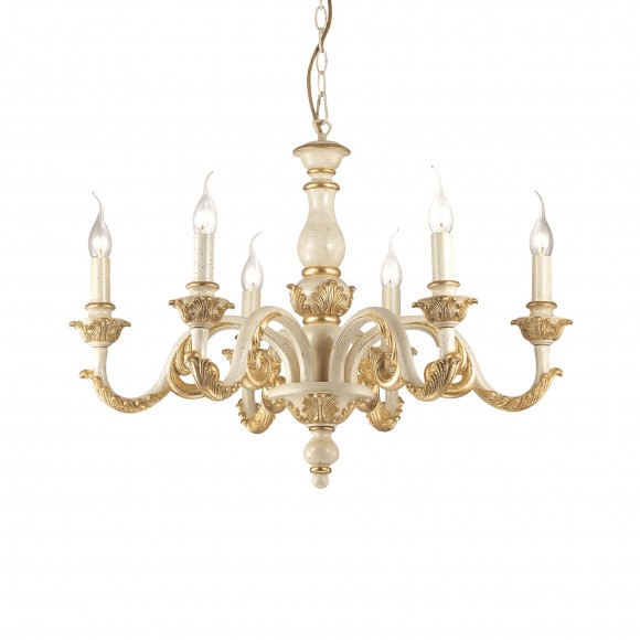 Ideal Lux 075327 Pendelleuchte 6x40W Giglio Oro | E14