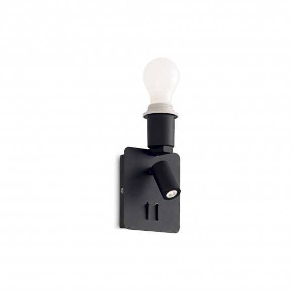 Ideal Lux 239545 Wandleuchte mit Schalter Gea Mapa ohne Lampenschirm 1x60W + 1x3W | 3000K - schwarz