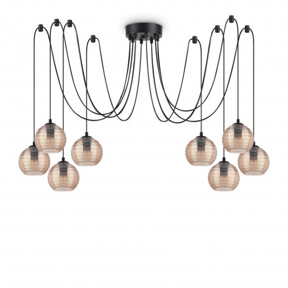 Ideal Lux 241173 Kronleuchter Riga 8x60W | E27 - mit braun getönten Gläsern