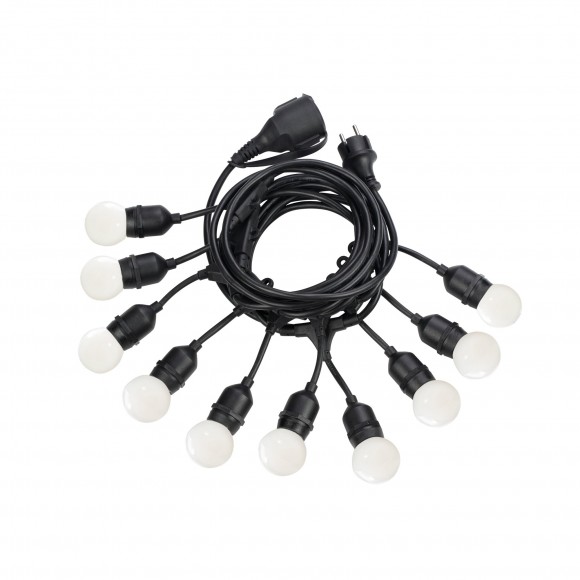 Ideal Lux 246796 Garten Lichterkette Fiesta 10x15W | E27 | IP44 - schwarz