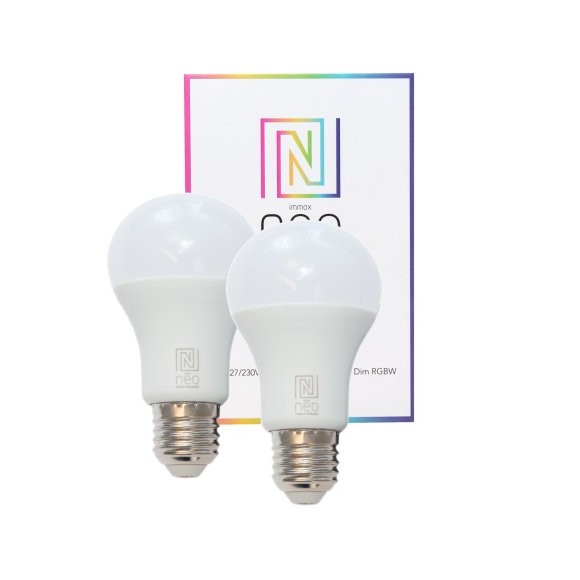 Immax Neo 07115B LED Set 2 intelligente Leuchtmitteln 2x9W | RGBW | Zigbee 33 - dimmbar, Farbe