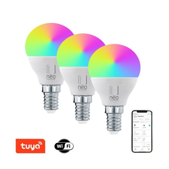Immax 07745C Smart LED Lampe Smart 1x6W | E14 | 470lm | 2700-6500K | RGB - 3er-Set, dimmbar, WLAN, Tuya, weiß