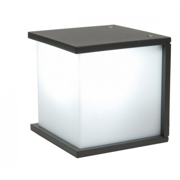 Lutec LT5184601118 Wandleuchte Box Cube 1x60W | E27 | IP44 - opal, dunkelgrau